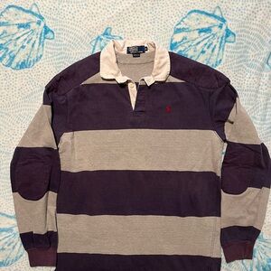 Ralph Lauren Men's Casual Striped Shirt - Navy and Gray